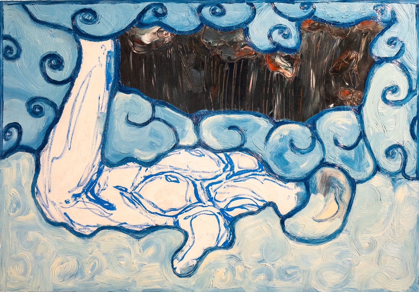 "Hidden in the clouds" 70x100cm