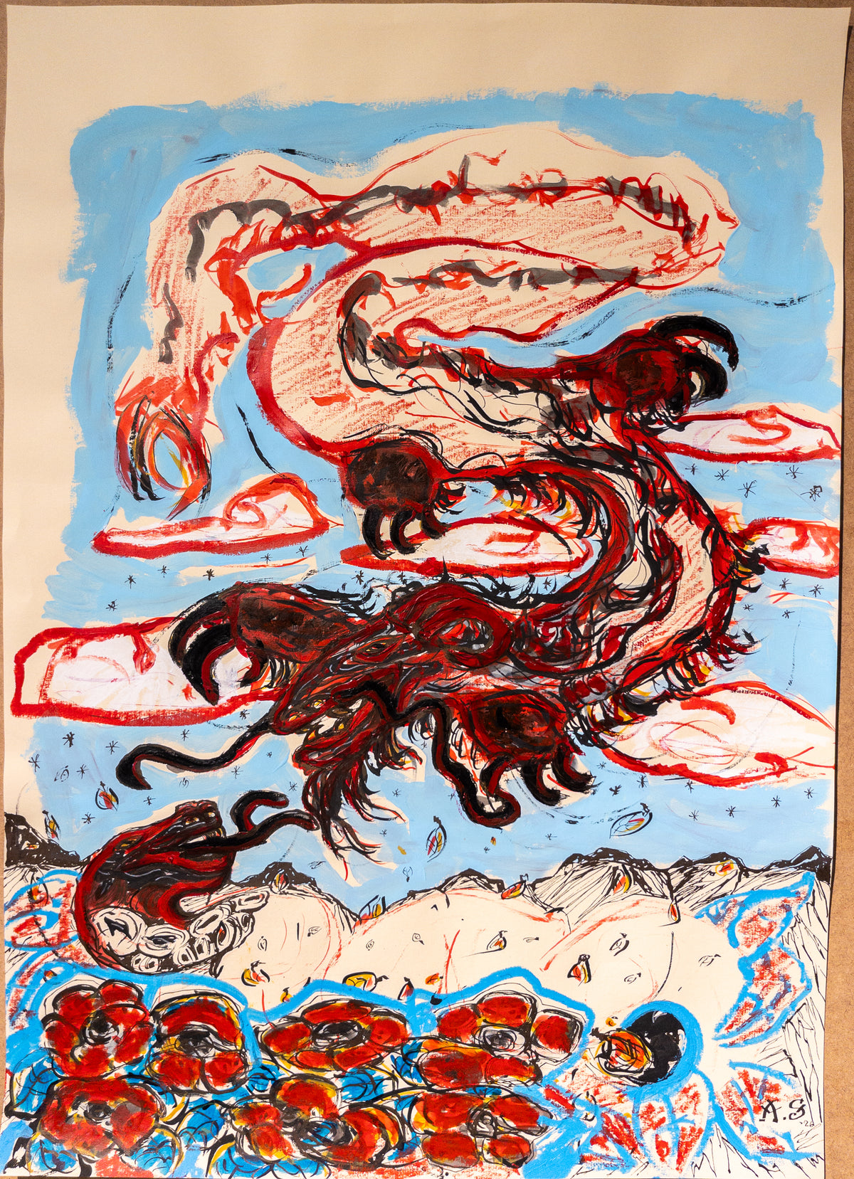 "Look they fight" (70x50cm)
