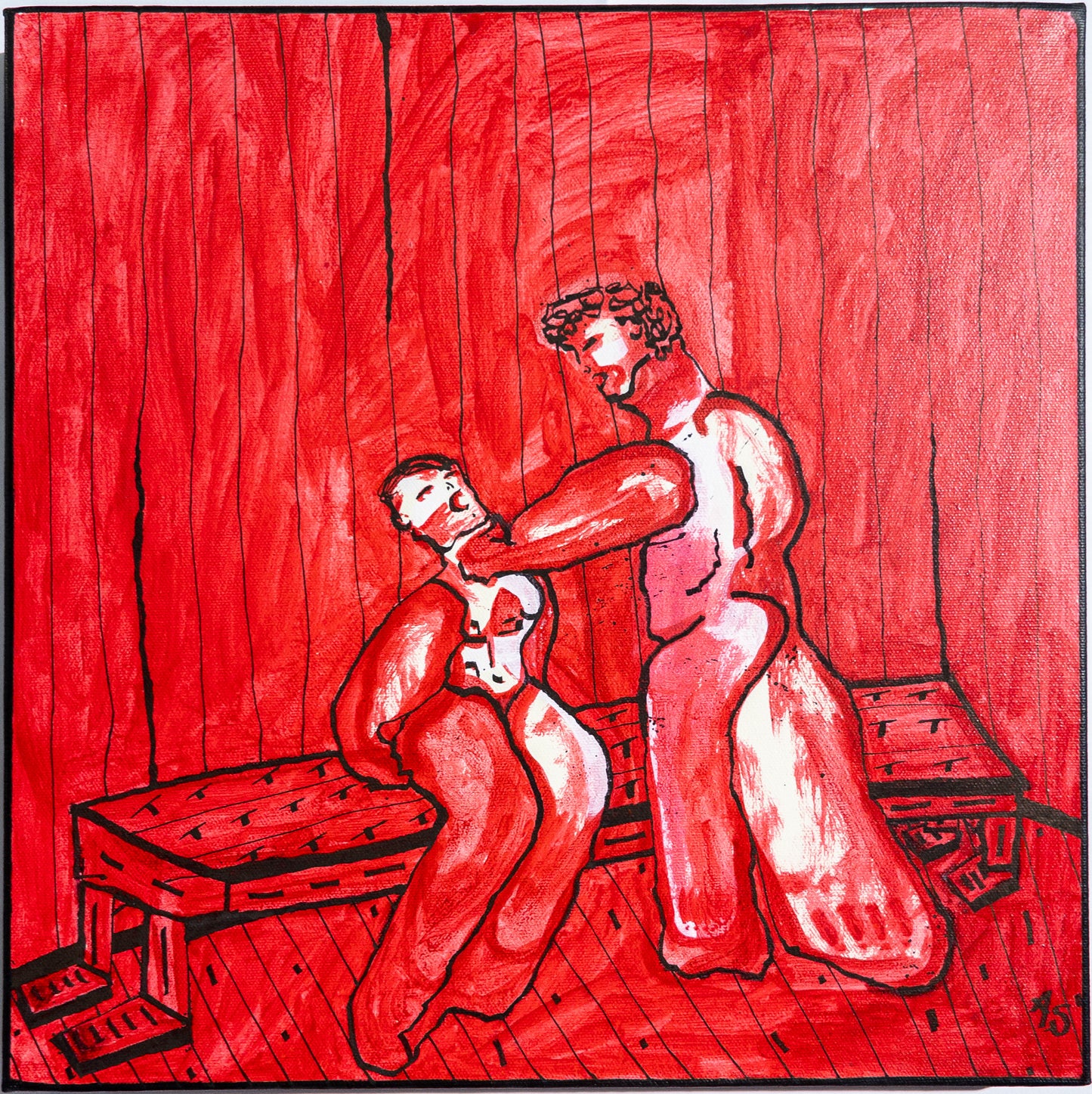 "Slag från vän"(40x40cm)