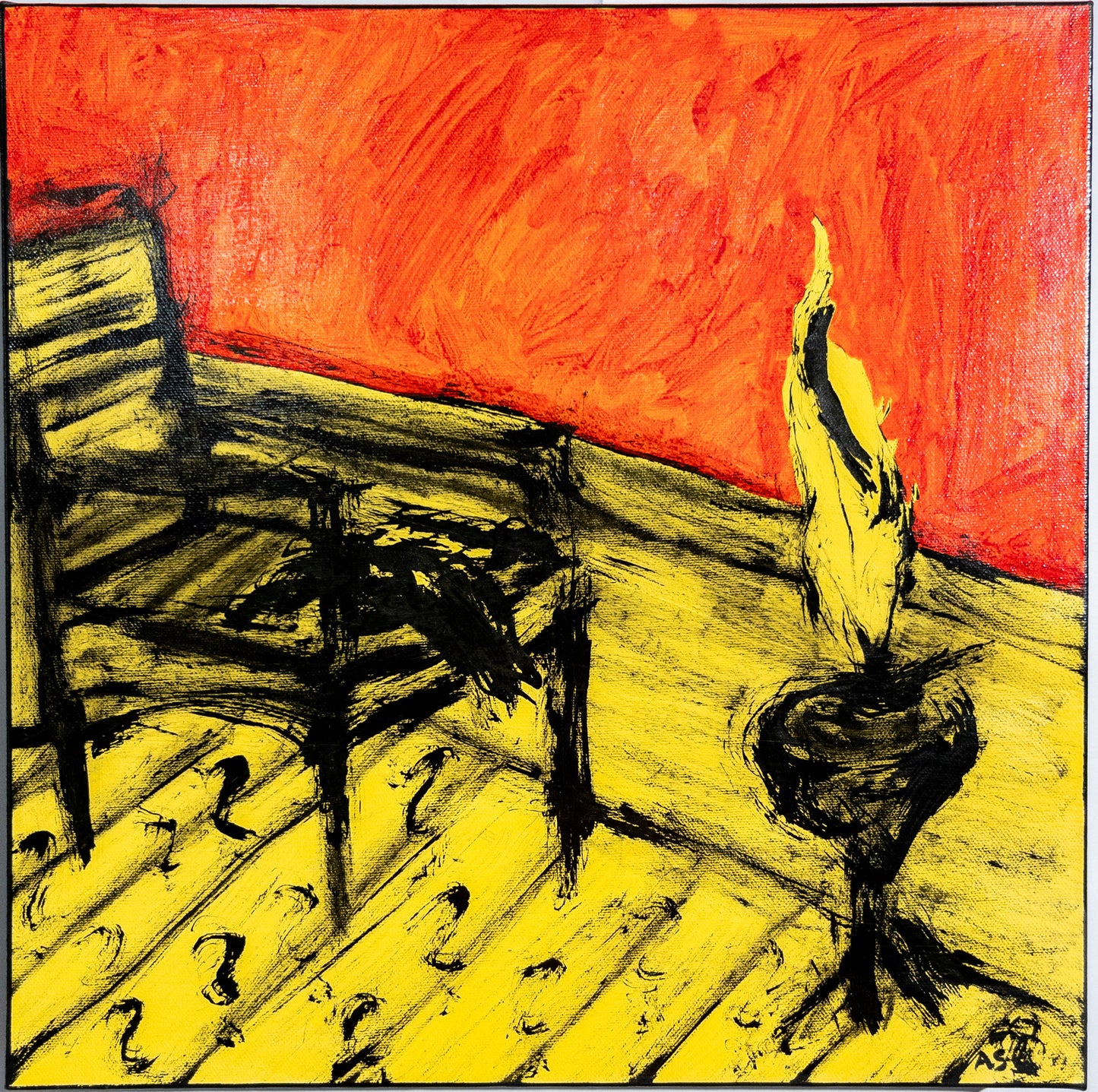 "Huvudlös Duva/Panikattack"(40x40cm)