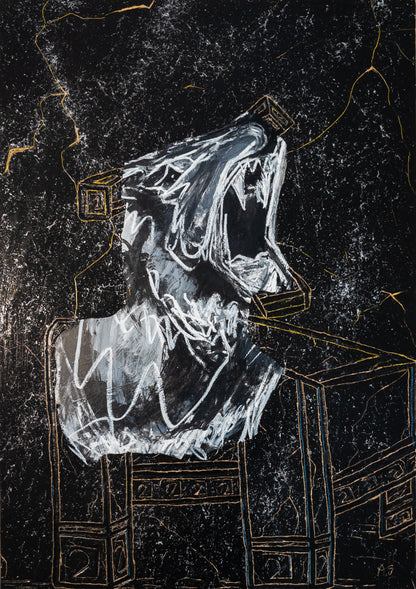 "WOLFRAT TRAPPED IN MARBLE" 70x100cm