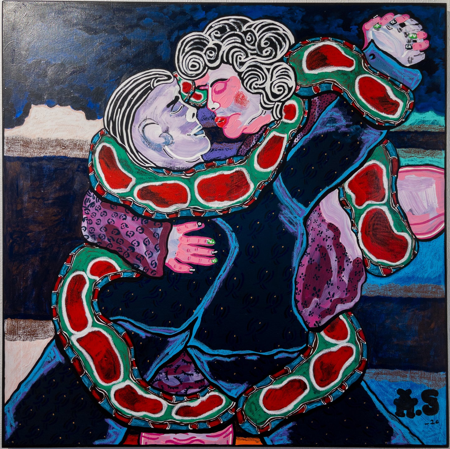 "Out of the eyes and into them hearts" (100x100cm)