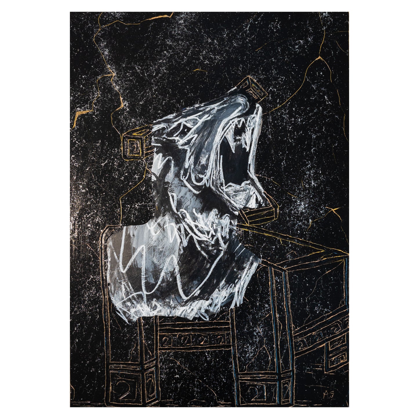 "WOLFRAT TRAPPED IN MARBLE" 70x100cm