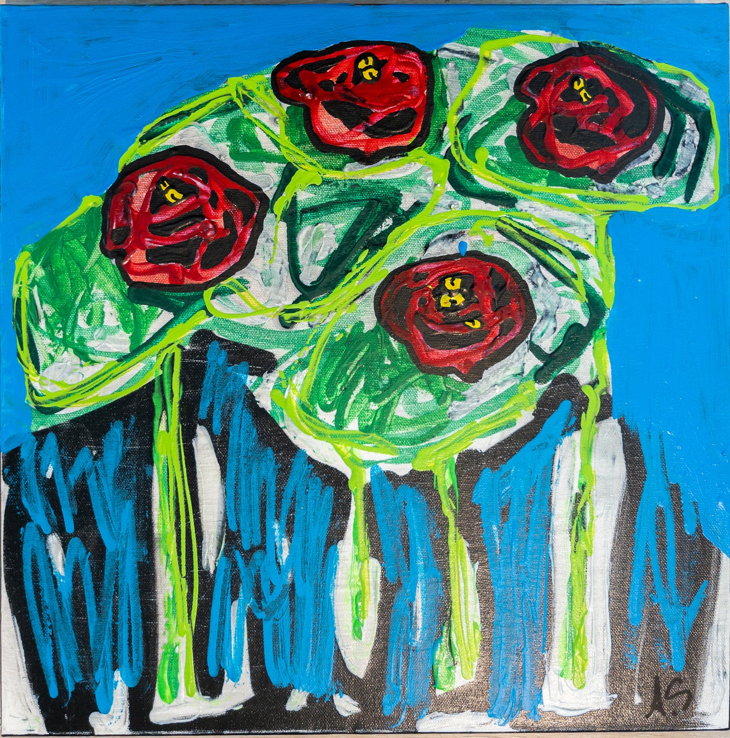 "Röda näckrosor"(40x40cm)